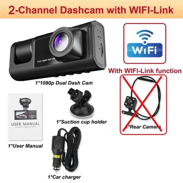 Dash Cam for Cars WIFI APP Car DVR 3 Channel Front Camera Video Recorder Rear View Camera for Vehicle Black Box Car Assecories - Image 8