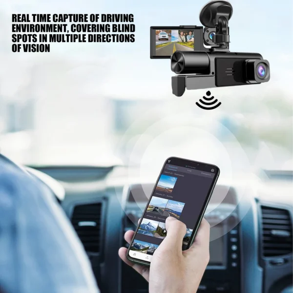 Dash Camera for Cars Car Camera 1080P Video Recorder with 3 Channel Lens Auto Monitor Smart Accessories for Driver Trip - Image 4