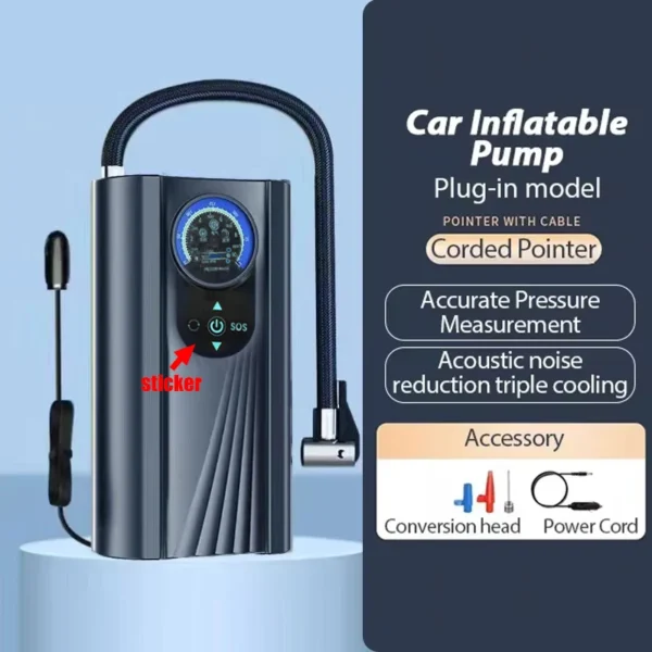 Electric Air Pump Tire Inflator Portable Compressor Digital Display 150PSI Rechargeable Inflator Quick Inflating  for Car - Image 2