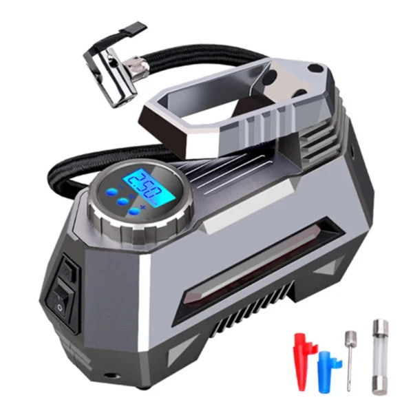Portable Air Compressor Tire Inflator 150 Psi 12V DC Car Tire Pump With Digital/Pointer Pressure Gauge Auto Emergency Flashlight - Image 7