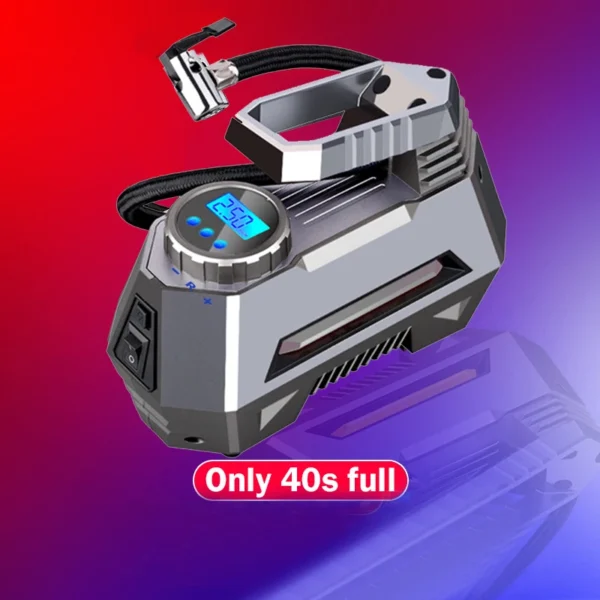 Portable Air Compressor Tire Inflator 150 Psi 12V DC Car Tire Pump With Digital/Pointer Pressure Gauge Auto Emergency Flashlight - Image 2