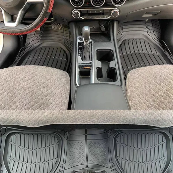 Car Floor Mats-Deep Dish Heavy Duty Rubber Floor Mats for Car SUV Truck & Van-All Weather Protection, Universal Trim to Fit - Image 2