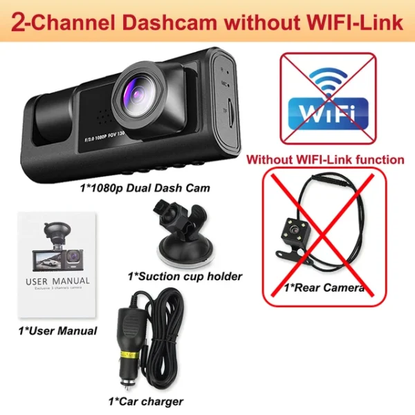 Dash Cam for Cars WIFI APP Car DVR 3 Channel Front Camera Video Recorder Rear View Camera for Vehicle Black Box Car Assecories - Image 10