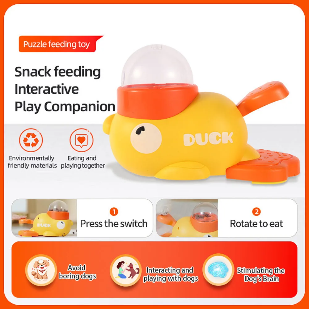 Intelligent Dog Automatic Feeder Cat Dog Puzzle Feeder Interactive Pet Food Treat Dispenser Cartoon Duck Design Anti-slip Pet - Image 4