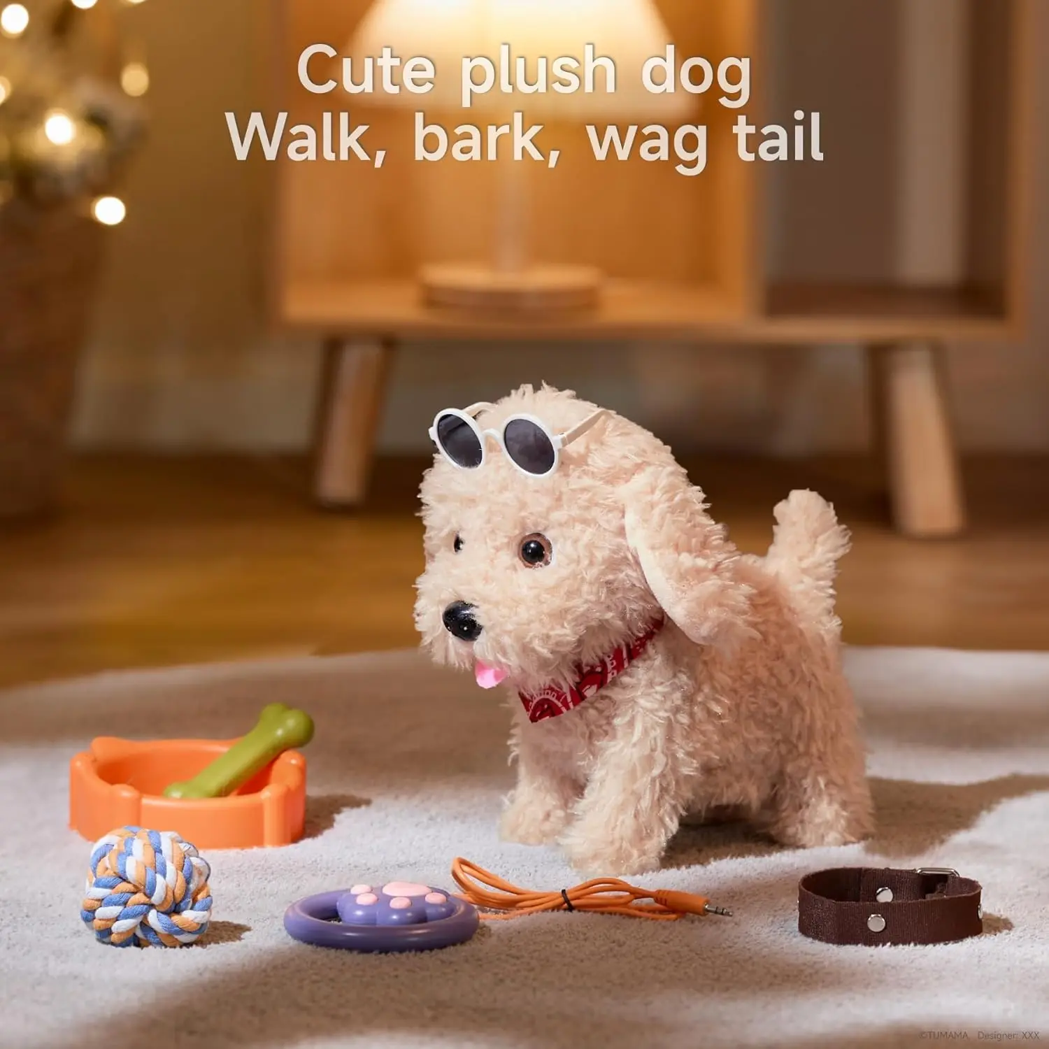 Electronic Plush Puppy Dog Toy Fun Interactive Toys Walks Barks Shake Tail Dress Up Realistic Stuffed Animal Dog Gift for Girls - Image 4