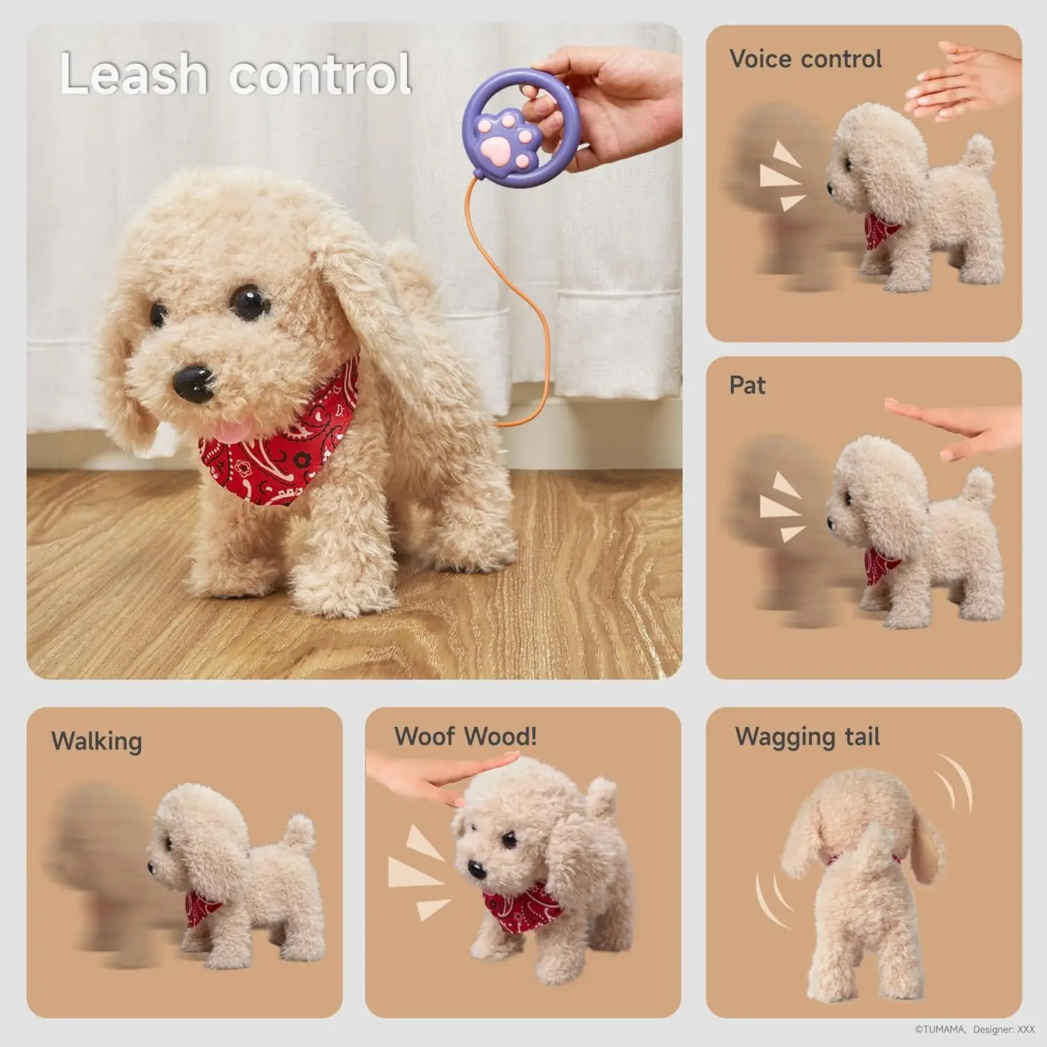 Electronic Plush Puppy Dog Toy Fun Interactive Toys Walks Barks Shake Tail Dress Up Realistic Stuffed Animal Dog Gift for Girls - Image 3